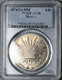 1874-Ca PCGS AU 58 Mexico 8 Reales Chihuahua Mint Silver Coin (24110402D)