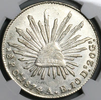 1874-Oa NGC AU 58 Mexico 8 Reales Oaxaca Mint Scarce Silver Coin (24040905C)
