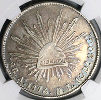 1876-As NGC VF 35 Mexico 8 Reales Alamos Scarce Cap Rays Silver Coin (24082302C)