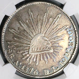 1876-As NGC VF 35 Mexico 8 Reales Alamos Scarce Cap Rays Silver Coin (24082302C)