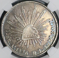 1876-As NGC VF 35 Mexico 8 Reales Alamos Scarce Cap Rays Silver Coin (24082302C)