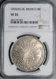 1876-As NGC VF 35 Mexico 8 Reales Alamos Scarce Cap Rays Silver Coin (24082302C)