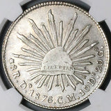 1876/5-Do NGC AU Mexico 8 Reales Durango Mint Overdate Scarce Silver Coin (24032104C)