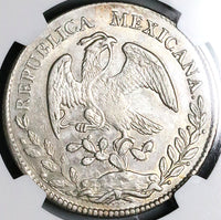 1876/5-Do NGC AU Mexico 8 Reales Durango Mint Overdate Scarce Silver Coin (24032104C)