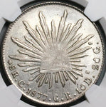 1877-Ca GR NGC AU Mexico 8 Reales Chihuahua Mint Scarce Silver Coin (24040203C)