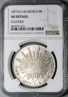 1877-Ca GR NGC AU Mexico 8 Reales Chihuahua Mint Scarce Silver Coin (24040203C)