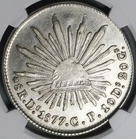 1877-Do NGC AU Mexico 8 Reales Durango Mint Chopmarked SIlver Coin (24032105C)