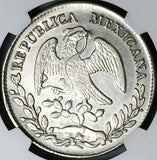 1877-Do NGC AU Mexico 8 Reales Durango Mint Chopmarked SIlver Coin (24032105C)