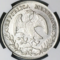 1877-Do NGC AU Mexico 8 Reales Durango Mint Chopmarked SIlver Coin (24032105C)