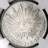 1877/6-Ga JA NGC MS 63 Mexico 8 Reales Near PL Overdate Silver Coin POP 3/0 (24101303C)
