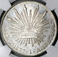 1877/6-Ga JA NGC MS 63 Mexico 8 Reales Near PL Overdate Silver Coin POP 3/0 (24101303C)