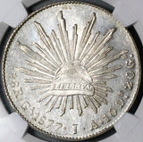 1877/6-Ga JA NGC MS 63 Mexico 8 Reales Near PL Overdate Silver Coin POP 3/0 (24101303C)