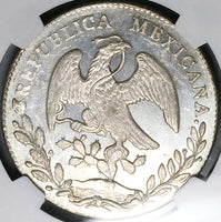 1877/6-Ga JA NGC MS 63 Mexico 8 Reales Near PL Overdate Silver Coin POP 3/0 (24101303C)