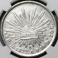 1877-Ho AF NGC AU Mexico 8 Reales Hermosillo Mint Scarce Silver Coin (24040802C)