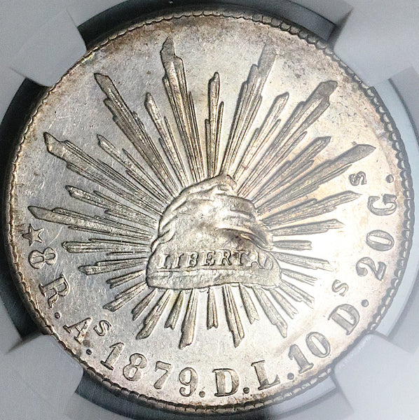 1879-As DL NGC MS 62 Mexico 8 Reales Rare Alamos Mint State Silver Coin (24020801C)