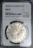 1879-As DL NGC MS 62 Mexico 8 Reales Rare Alamos Mint State Silver Coin (24020801C)