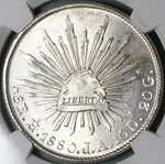 1880-Ho NGC MS 64 Mexico 8 Reales Hermosillo Mint State Silver Coin POP 4/0 (24051901C)