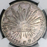 1881-Do NGC AU Mexico 8 Reales Durango Mint Cap Rays Silver Coin (24042001C)