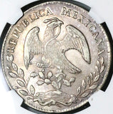 1881-Do NGC AU Mexico 8 Reales Durango Mint Cap Rays Silver Coin (24042001C)