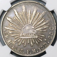 1883-Ho FM NGC XF 45 Mexico 8 Reales Hermosillo Mint Scarce Silver Coin (24040803C)