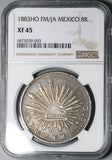 1883-Ho FM NGC XF 45 Mexico 8 Reales Hermosillo Mint Scarce Silver Coin (24040803C)