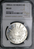 1884-Ga AH NGC MS 63 Mexico 8 Reales Guadalajara Mint State Silver Coin (24051501C)