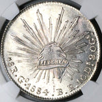 1884/74-Go BR NGC MS 63 Mexico 8 Reales Guanajuato Rare Overdate Silver Coin (20091402D)