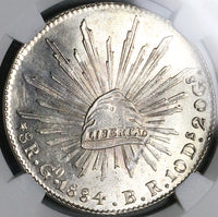 1884/74-Go BR NGC MS 63 Mexico 8 Reales Guanajuato Rare Overdate Silver Coin (20091402D)