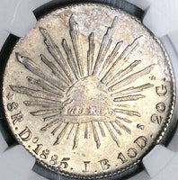 1885-Do JB NGC MS 61 Mexico 8 Reales Durango Mint State Rare Silver Coin (24052702C)