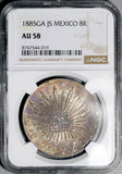 1885-Ga JS NGC AU 58 Mexico 8 Reales Guadalajara Scarce Silver Coin (26042206C)