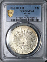 1885-Ho PCGS MS 61 Mexico 8 Reales Hermosillo Mint Rare Silver Coin POP 1/0 (25040901C)