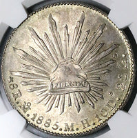 1885-Mo MH NGC MS 63 Mexico 8 Reales Cap Rays Mint State Silver Coin (25033101D)