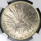 1885-Mo MH NGC MS 63 Mexico 8 Reales Cap Rays Mint State Silver Coin (25033101D)