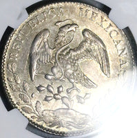 1885-Mo MH NGC MS 63 Mexico 8 Reales Cap Rays Mint State Silver Coin (25033101D)