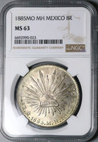 1885-Mo MH NGC MS 63 Mexico 8 Reales Cap Rays Mint State Silver Coin (25033101D)