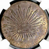 1886-Oa CM NGC AU 53 Mexico 8 Reales Oaxaca Mint Scarce Silver Coin (26050301D)