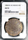 1886-Oa CM NGC AU 53 Mexico 8 Reales Oaxaca Mint Scarce Silver Coin (26050301D)