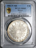 1886-Pi PCGS MS 61 Mexico 8 Reales Potosi Mint Cap Rays Scarce Coin (23082202C)