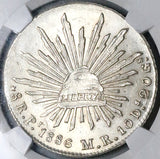 1886-Pi NGC MS 62 Mexico 8 Reales Potosi Mint Cap Rays Scarce Coin (19040902C)