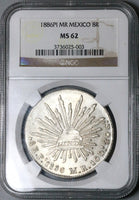 1886-Pi NGC MS 62 Mexico 8 Reales Potosi Mint Cap Rays Scarce Coin (19040902C)