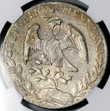 1887-Mo NGC AU Mexico 8 Reales Chopmarked Cap Rays Silver Coin (26081803C)