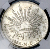 1888-Do NGC AU Mexico 8 Reales Durango Mint Cap Rays Silver Coin (26081802C)