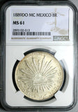 1889-Do NGC MS 61 Mexico 8 Reales Durango Mint State Silver Coin (23043002D)