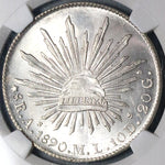 1890-As NGC MS 64 Mexico 8 Reales Rare Alamos Silver Coin POP 4/1 (24012801C)