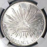 1890-As NGC MS 64 Mexico 8 Reales Rare Alamos Silver Coin POP 4/1 (24012801C)