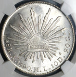 1890-As NGC MS 64 Mexico 8 Reales Rare Alamos Silver Coin POP 4/1 (24012801C)
