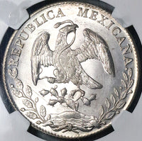 1890-As NGC MS 64 Mexico 8 Reales Rare Alamos Silver Coin POP 4/1 (24012801C)