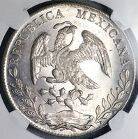 1890-As NGC MS 64 Mexico 8 Reales Rare Alamos Silver Coin POP 4/1 (24012801C)