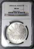 1890-As NGC MS 64 Mexico 8 Reales Rare Alamos Silver Coin POP 4/1 (24012801C)