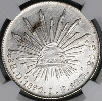 1890-Do JP NGC AU Mexico 8 Reales Durango Mint Scarce Silver Coin (24042002C)